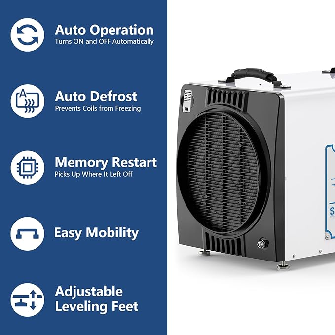 ALORAIR Duct-able Version Basement/Crawl Space Dehumidifiers 198 PPD Commercial Industrial Dehumidifier with Pump and Drain Hose, Auto Defrosting