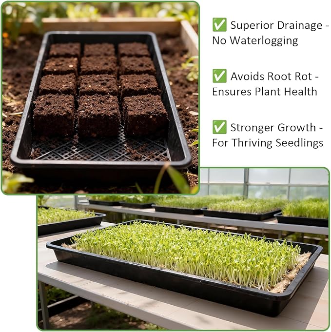 RooTrimmer 10 Pack 1020 Mesh Trays, Extra Strength 1020 Mesh Bottom Trays with Holes, 20'' x 10'', Heavy Duty Propagation Flats for Microgreens, Seed Starting, Soil Blocks, Hydroponics & Wheatgrass