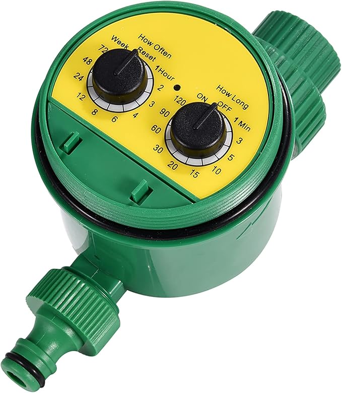 Automatic Watering Timer, Outdoor Garden Irrigation Controller, Two Dial with Waterproof Design - Up to 16 Watering Cycles Daily, Adjustable Watering and Cycle Times, Ideal for