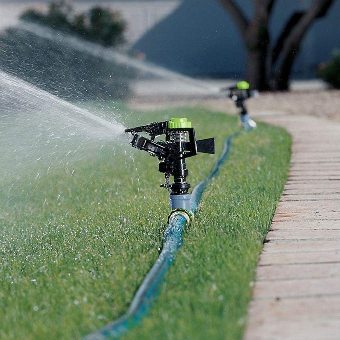 Pulsating Impact Sprinklers, 360 Degree Rotating Adjustable Water Sprinkler for Yard, Lawn & Garden