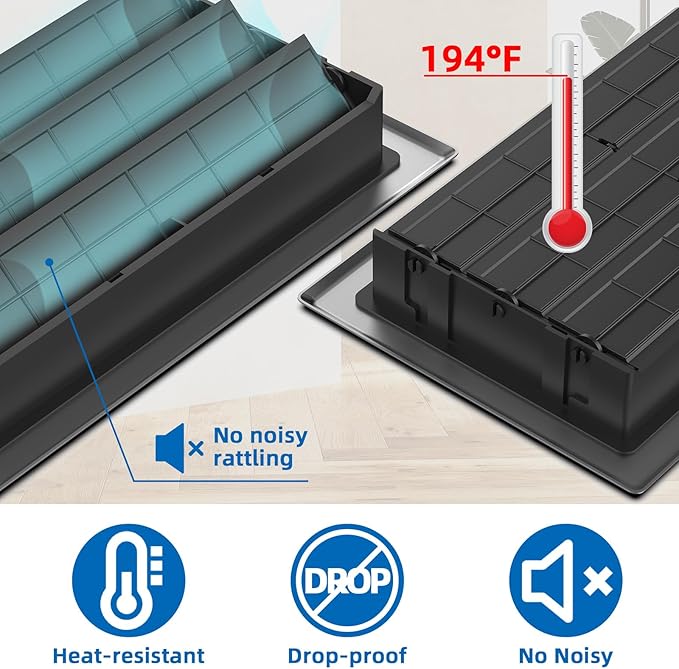 Floor Registers 6x10 Inches - 3 Pack Heavy Duty Walkable Steel Floor Vents Ease Adjust Air Flow Direction Vent Covers for Home Floor Satin Nickel Floor Vent Covers