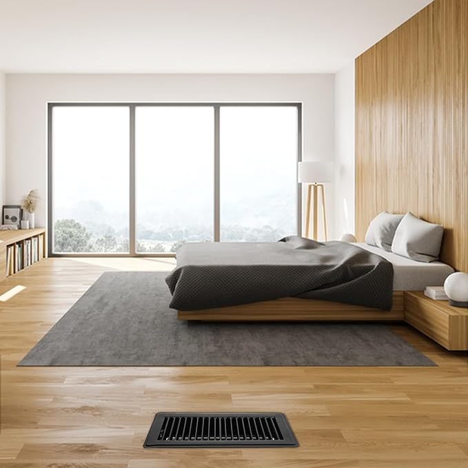 VOISEN Floor Register 4x10, 8 Pack Black Floor Vent Covers, Heavy Duty Steel Walkable Floor Vents,Vent Covers for Home Floor