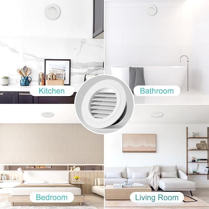 HG Power 6 Inch Soffit Vent Cover – Round ABS Louver with Built-in Screen Mech for Attic, Bathroom, Garage & Dryer Duct Ventilation (150mm,White)
