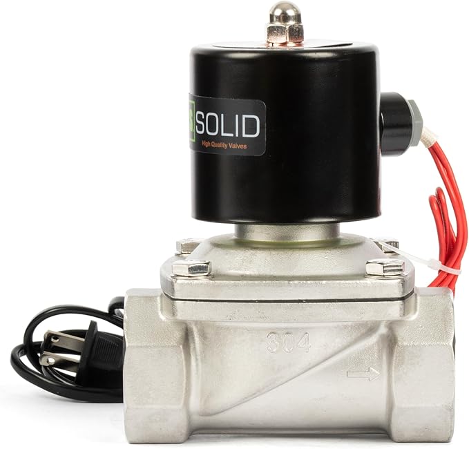 U.S. Solid Smart WiFi Stainless Steel Solenoid Valve, 1-1/2", 110V AC, Normally Closed, App Remote Control for Irrigation & Automation