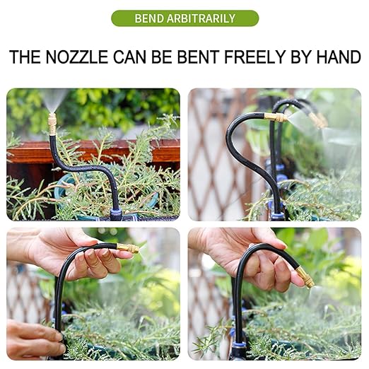 Drip Irrigation Kit Automatic Watering System for Potted Plants, 360 Degree Adjustable Copper Micro Sprinklers, Quick Connect Tubing Fittings for Garden, Lawn, Patio, Balcony (32 Nozzles)