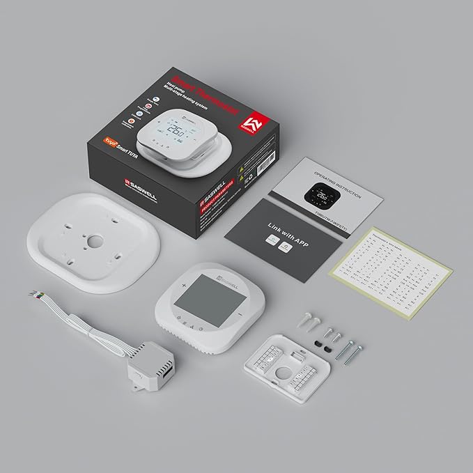 Smart WiFi Thermostat for Home, Programmable Thermostat with C-Wire Adapter, 3H/2C for Heat Pump & Conventional Systems, Tuya App Control, Compatible with Alexa & Google Assistant, White