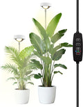 yadoker Plant Grow Light, LED Growing Light Full Spectrum for Indoor Plants,White Magnifying Glass Plant Lights,Height Adjustable, Automatic Timer, 5V Low Safe Voltage,Idea for Large