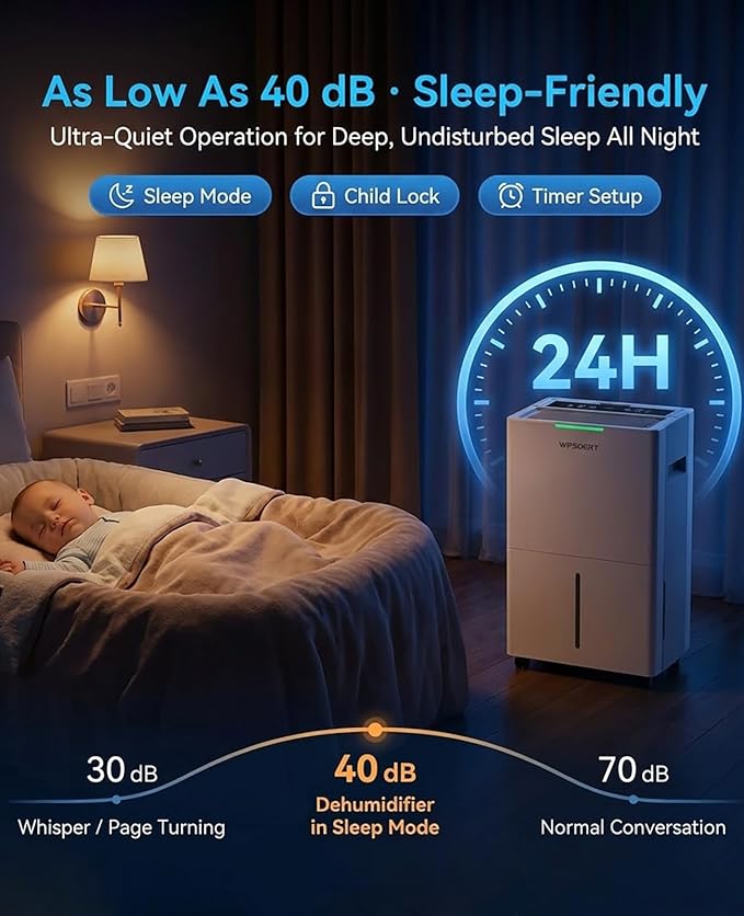 4000 sq.ft Dehumidifier for Basement with Drain Hose, 45 Pint Dehumidifiers for Home, Smart Compressor Dehumidifies for Large Room, Bedroom, 3 Modes, Intelligent Humidity Control, Auto Defrost