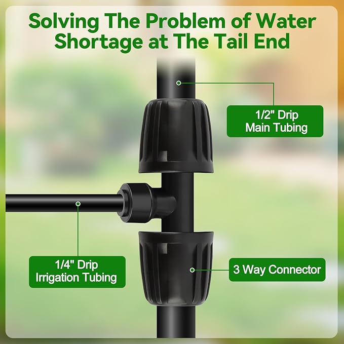 Kalolary 8PCS 1/2'' to 1/4'' Drip Irrigation Fittings Barbed Tee Quick Connector, Push-to-Fit Drip Irrigation Parts Anti-Leak Locked Splitter Fitting for Irrigation Tubing with 3-Way Connector