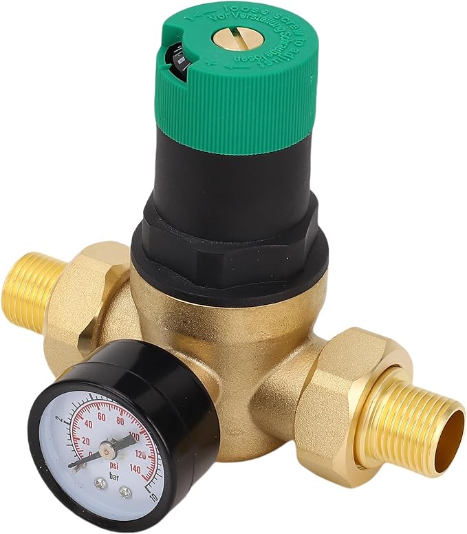 Water Pressure Regulator Valve Brass Heavy Duty with 0 60Mpa Meter Adjustable Water Pressure Reducer for Purifier Heater Faucet Solar System Gas Tankless Water Heaters (1/2 inch (DN15))