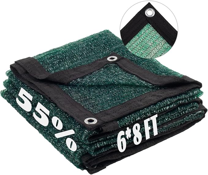 LOVE STORY 6x8FT 55% Dark Green Shade Cloth Sun Shade Net with Grommets Sunblock Net Mesh Tarp for Garden,Plants Cover,Greenhouse and Patio