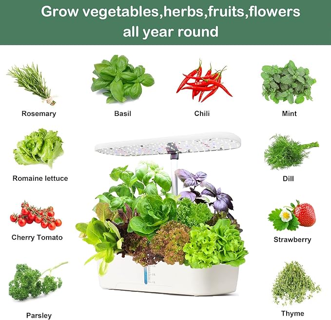 Hydroponics Growing System,12 Pods Hydroponics Growing System kit, Indoor Herb Garden Kit Indoor Gardening Grow System with Grow Light, Automatic Timer, Height Adjustable, Home Kitchen Gift