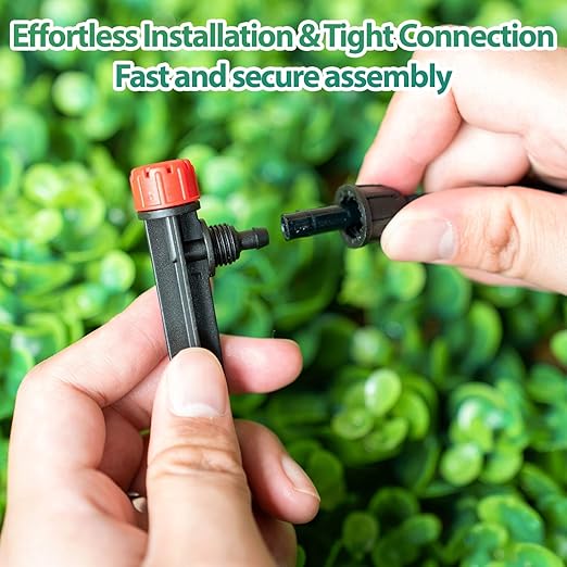 RedChili 10 Pieces Drip Emitters for 1/4" Drip Irrigation Tubing, Adjustable 360 Degree Stream Drip Emitters with Stake 360° Full Circle 8 Hole Stream Emitters Garden Two Way Irrigation Micro Drippers