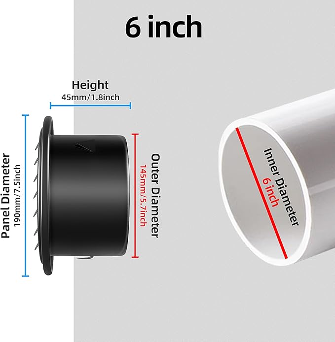 6inch 304 Stainless Steel Air Vents Cover, piiyoosnn Louvered Grille Cover Vent Flat Ducting Air Vent Wall Inlet with Built-in a Fly Screen Mesh for HVAC Ventilation