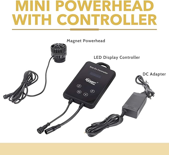 hygger Mini Wave Maker Aquarium Magnetic DC Powerhead with LED Display Controller for Saltwater Tank, 2600 GPH Aquarium Water Circulation Pump 26 to 55 Gallon Black