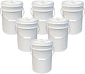 ePackageSupply 5 Gallon Bucket - Food Grade Bucket with Airtight Gamma Seal Screw-On Lid, BPA-Free, Heavy-Duty 90 Mil HDPE Plastic, Bulk Storage, Durable Container, Made in USA, White/White, 6 Packs