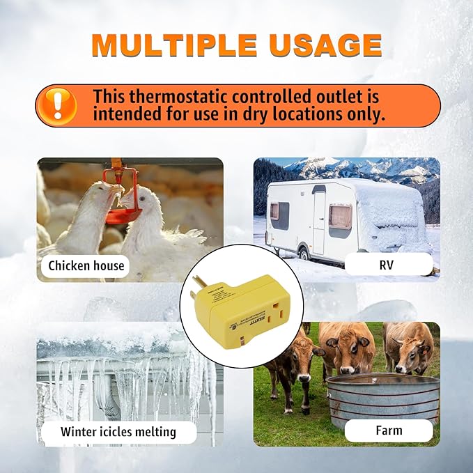 HEATIT ET-21 Freeze Thermostatically Controlled Outlet On at 38F /Off at 50F ET-21-4 4PCS