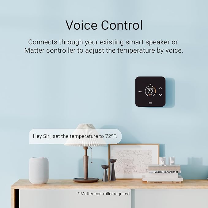 Lux TQ1 Smart Thermostat for Home, Programmable WiFi with Matter Protocol for Temperature Control, C-Wire or Power Bridge Required - Works with Apple Home and Google Home - termostato inteligente wifi