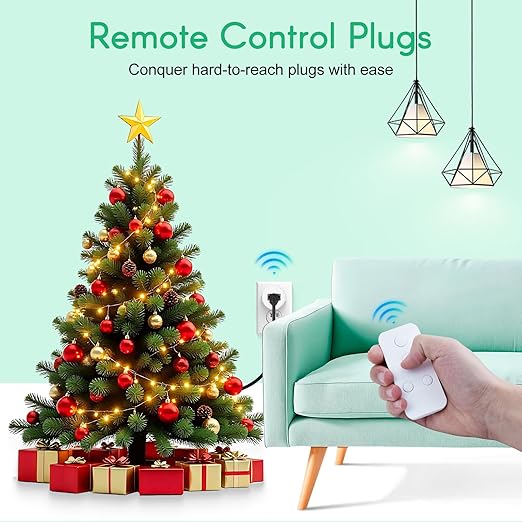 NineLeaf Remote Control Outlet, Wireless Plugs Outlet, Remote Light Switches Wireless, Timer Outlet for Lights, Lamps, Fans, Small Appliance, 15A/1500W, Up to 500ft Range