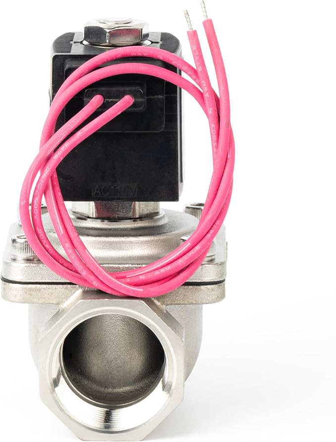 U.S. Solid 1" Stainless Steel Solenoid Valve - 110V AC Normally Closed Electric Solenoid Valve with Viton Seal, Lead Wire Type