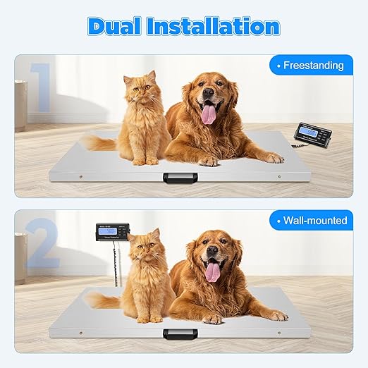 Postal Digital Livestock Scale, 1102lbs 201 Stainless Steel Digital Pet Scale Platform Heavy Duty Livestock Scale Kit for Pet Cat Dog Cattle(40.9" L x 20.5" W)