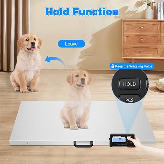 Postal Digital Livestock Scale, 1102lbs 201 Stainless Steel Digital Pet Scale Platform Heavy Duty Livestock Scale Kit for Pet Cat Dog Cattle(40.9" L x 20.5" W)