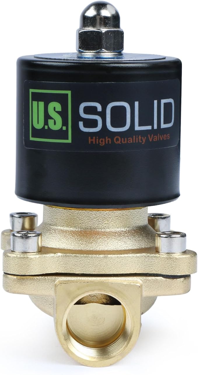 U.S. Solid Smart Solenoid Valve - 1/2 Inch Wi-Fi APP-Controlled Brass Solenoid Valve, 110V AC