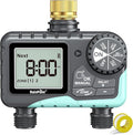 RAINPOINT Sprinkler Timer 2 Outlet, Water Timer for Garden Hose, for Yard Outdoor Watering, Rain Delay/Manual/Automatic System Controller Brass Inlet, V2