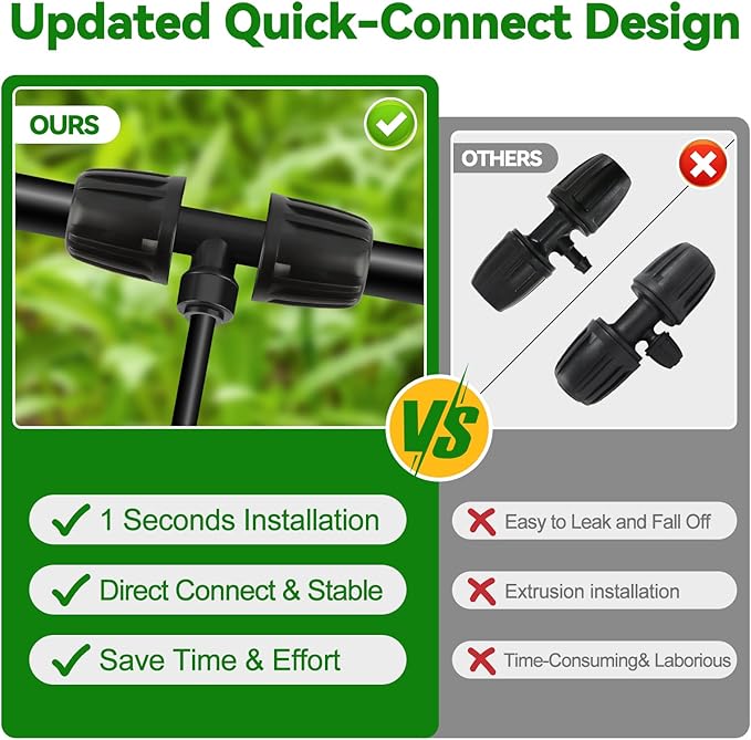 Kalolary 8PCS 1/2'' to 1/4'' Drip Irrigation Fittings Barbed Tee Quick Connector, Push-to-Fit Drip Irrigation Parts Anti-Leak Locked Splitter Fitting for Irrigation Tubing with 3-Way Connector