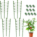 Legigo 4 Pack 24 Inch Plant Support Cages Tomato Cage for Garden- Plant Cages Adjustable Rings, Tomato Plant Support Stakes Trellis for Pots, Peppers, Cucumbers and Flowers with 10 Plant Clips