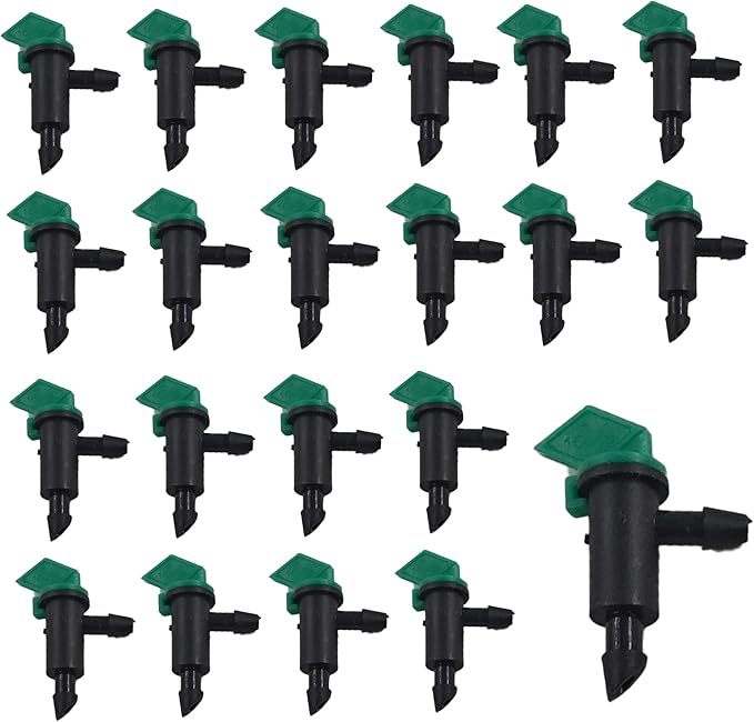 80Pcs 4GPH Drip Emitter Garden Flag Irrigation Drippers, 16L/H Sprinkler System Parts for 4/7mm Tubing, Adjustable Flow for Trees, Shrubs, Lawn, Vegetable Gardens, Green