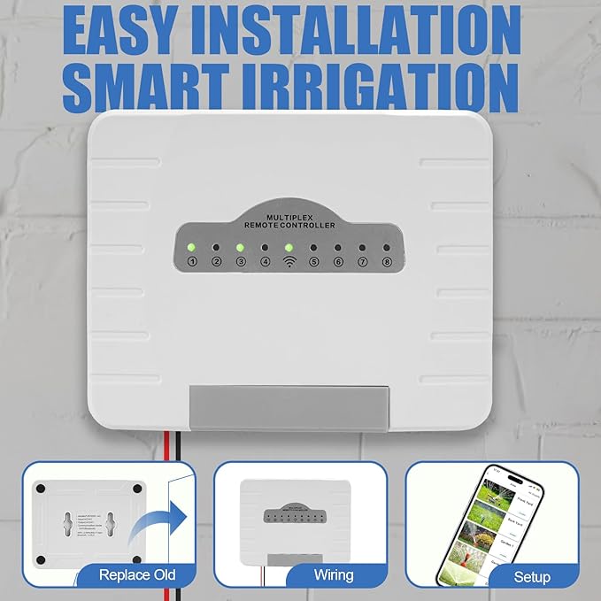 8-Zone WiFi Smart Sprinkler Controller,Garden & Yard Smart Sprinkler Controller,Weather Intelligence,Customized Watering Schedules,App Enabled,Real-time Monitoring