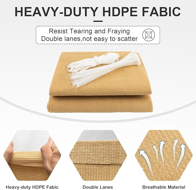 Cool Area Sun Shade Cloth with Grommets 13×24 FT Shade Panel Shade Tarp Screen Fabic for Outdoor Patio Pergola Cover Deck Garden, Sand (Customized)