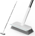 Floor Scrubber, Stainless Steel Wire Scrub Brush with Long Handle, Sturdy, Durable, and Corrosion-Resistant, Outdoor Surface Cleaning for Concrete Patios, Deck, Garden, Garage