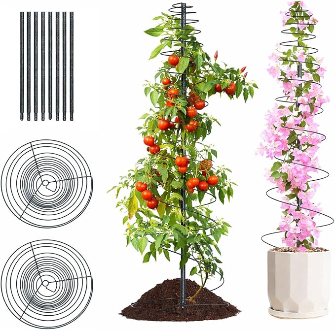 2 Pack Spiral Metal Garden Trellis for Climbing Plants Outdoor - 12-58" Adjustable Heavy Duty Anti-Tip Support for Sweet Pea,Berry,Cucumber,Outdoor Garden Plant Tower for Backyard, House Flower Pots