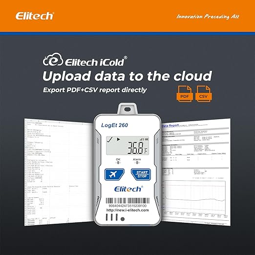Elitech 4G Reusable Real-time Temperature Humidity Data Logger Light/Shock/GPS, Built-in SIM Card, Shadow Data,Airplane Mode,Cloud Data Storage,SMS/Email/APP/Web Alarm,100000 Points,Loget 260G-THE