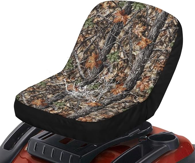 Classic Hunting Riding Lawn Mower Tractor Seat Cover, Wheatherproof Padded Cover Comfort fits Most Lawn Mower Seat Backrest with Storage Pockets