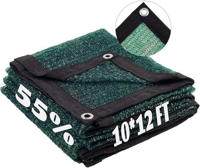 LOVE STORY 10x12FT 55% Dark Green Shade Cloth Sun Shade Net with Grommets Sunblock Net Mesh Tarp for Garden,Plants Cover,Greenhouse and Patio