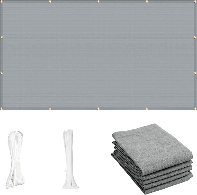 Cool Area Sun Shade Cloth with Grommets 9×21 FT Shade Panel Shade Tarp Screen Fabic for Outdoor Patio Pergola Cover Deck Garden, Silver Grey (Customized)