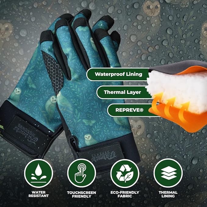 FARMER'S DEFENSE Waterproof Winter Work Gloves, Insulated, Touchscreen-Friendly, for Gardening, Snow Shoveling & Outdoor Work