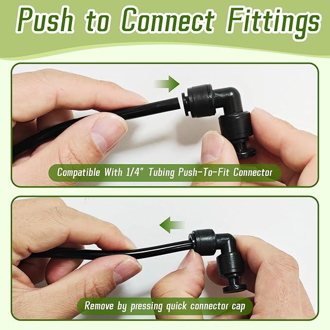 30 PCS Quick Connect 1/4" Drip Irrigation Elbow Fitting, Push-to-Connect Drip Irrigation Elbow Connectors for 1/4 Inch Tubing with 10PCS End Plugs,Hose Connectors for Garden Irrigation System