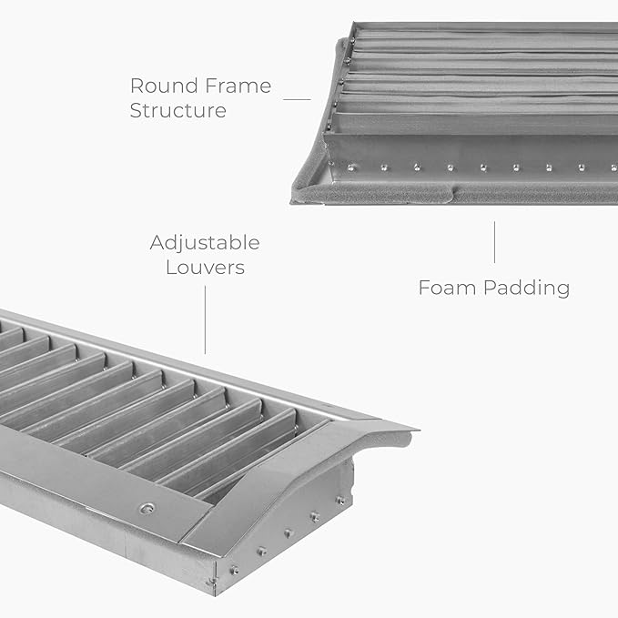 17" x 3" Aluminum Supply/Exhaust Grille for a Round Spiral Duct - Heavy Duty Grill Cover with Adjustable Louver Blades - HVAC Air Return Ventilation Register for Home, Office, Bathroom