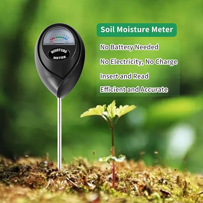 Censinda Soil Moisture Meter, Soil Moisture Monitor for House Plants, Soil Hygrometer Moisture Sensor for Indoor & Outdoor, Garden, Farm, Lawn Plant Care, No Battery Needed(Black)