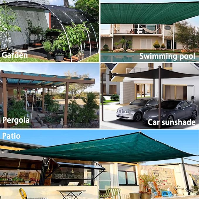 90% Green Shade Cloth 10ft x 8ft Heavy Duty Outdoor Mesh Tarp with Grommets, Sun Shade Canopy for Patio, Garden, Greenhouse, Chicken Coops, Plants Vegetables, Swimming Pool