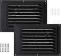2pcs Attic Vent Soffit Vent Aluminum Wall Vent Metal Shed Vent Square Vent Louver Vent Grille with Built-in Insect Screen for Exterior Door House Attic Garage Ceiling (Black 12" x 8"-2 Pack)