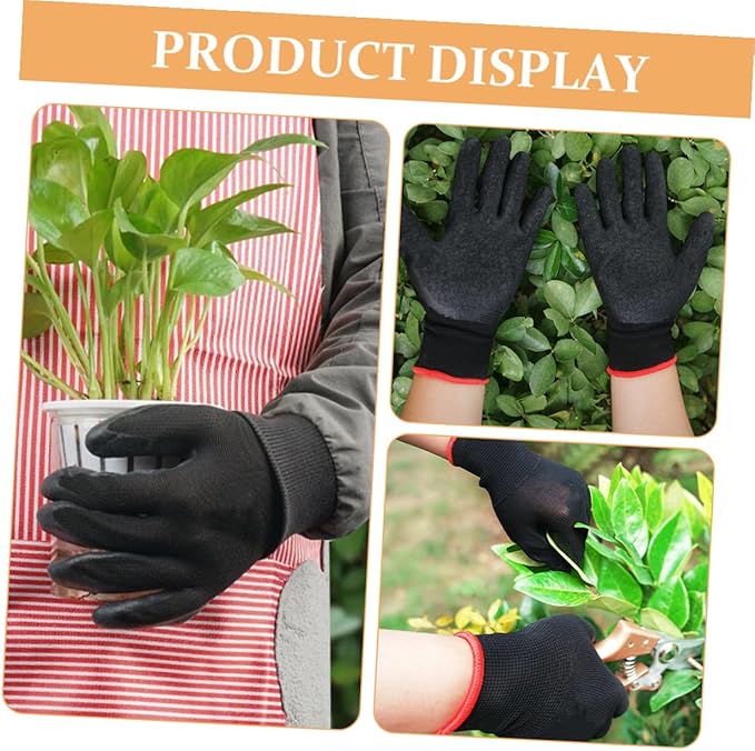 minkissy Puncture-resistant Waterproof Gardening Gloves Black Heavy-duty Yard Work Gloves for Men and Women with Anti-slip Grip and Wear-resistant Material