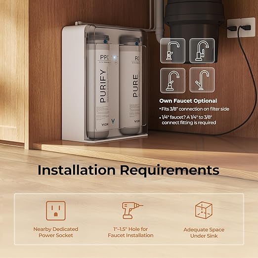 VIOMI Pure B6W 600 GPD Reverse Osmosis System, TDS Reduction, 7-Stage Tankless RO System, Under Sink Water Filter with Faucet, NSF/ANSI 372 & 58 Certified, 2:1 Pure-to-Drain, Wi-Fi Enabled APP Control