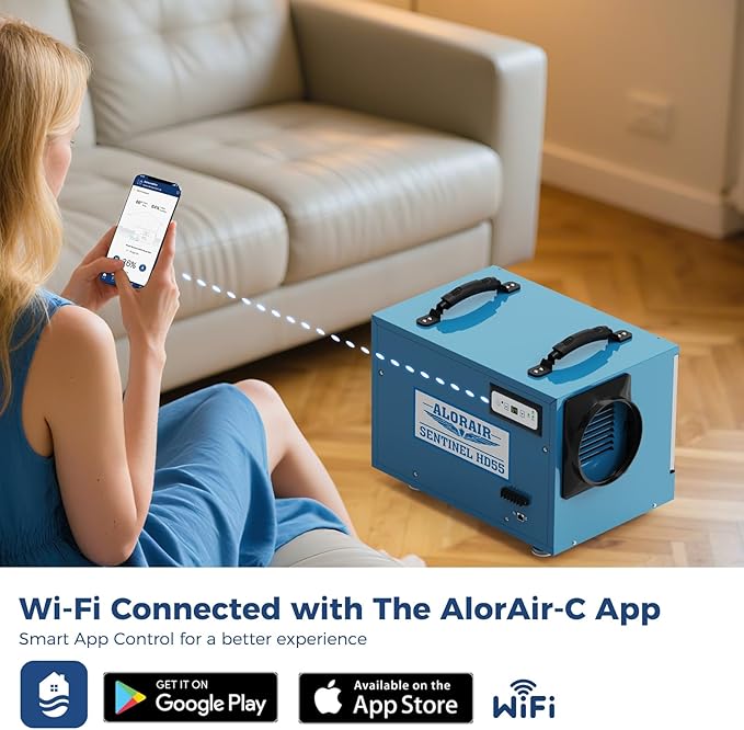 ALORAIR Wi-Fi Crawlspace Dehumidifier, 113 Pint with Drain Hose for Crawl Space, Basement, Commercial and Water Damage Restoration, Compact and Portable, Auto-Defrost