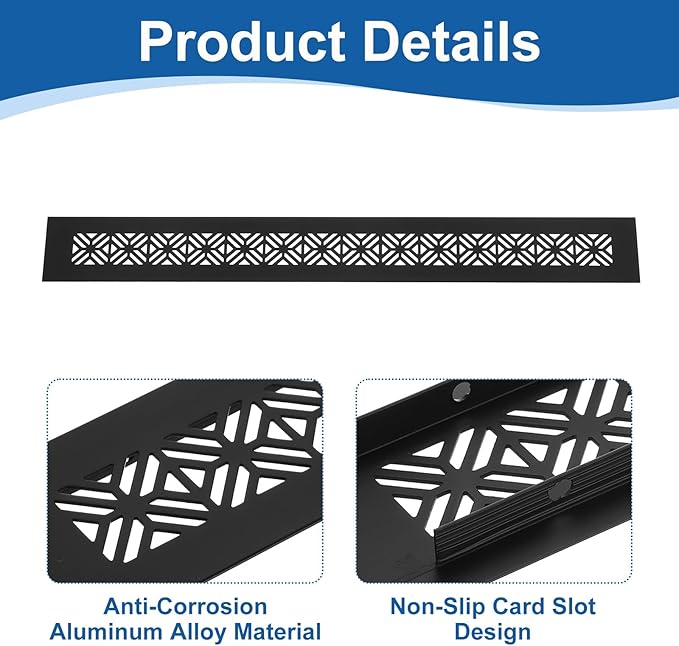 uxcell 2Pcs Aluminum Alloy Air Vents, 400 x 50mm / 15.7 x 2" Rectangle Louvered Ventilation Grille Cover with Mounting Screws for Door Cabinet Wardrobe, Matt Black