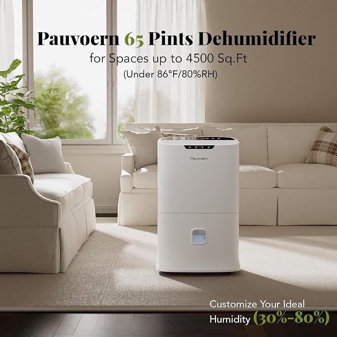 Energy Star 2024 Dehumidifier for Basement & Home, Up to 5500 Sq. Ft, 90 Pint Smart Wi-Fi Control, 1.45 Gal Tank with Drain Hose, 3 Modes, Auto Defrost, Timer & Child Lock